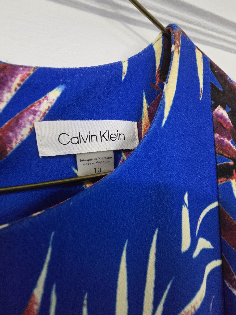 Calvin Klein Cobalt Blue Tropical Print Dress - Picture 3 of 6